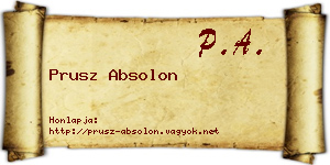 Prusz Absolon névjegykártya